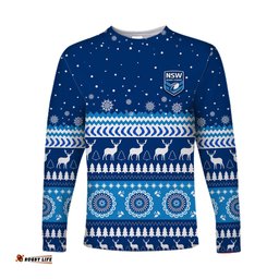 Custom Personalised New South Wales Christmas Long Sleeve T-shirt NSW Rugby Indigenous