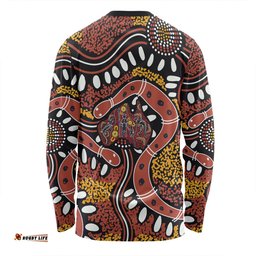 Australia Rainbow Serpent Aboriginal Long Sleeve T-shirt - Aboriginal Dot Art Snake Artwork Long Sleeve T-shirt