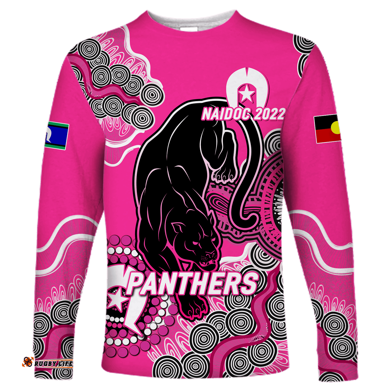 Custom Personalised Panthers Rugby NAIDOC Aboriginal Long Sleeve T-shirt