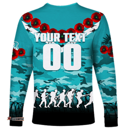 Custom Personalised Brisbane Heat ANZAC Long Sleeve T-shirt Camouflage With Poppy