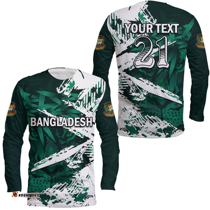 Custom Personalised Bangladesh Cricket Team Long Sleeve T-shirt Special Bangla Tigers