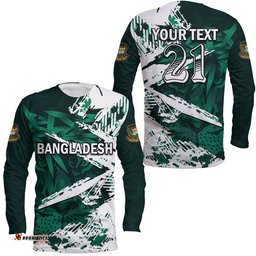 Custom Personalised Bangladesh Cricket Team Long Sleeve T-shirt Special Bangla Tigers