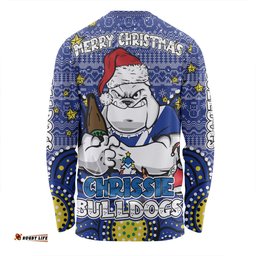 Canterbury-Bankstown Bulldogs Christmas Custom Long Sleeve T-shirt - Christmas Knit Patterns Vintage Jersey Ugly Long Sleeve T-shirt