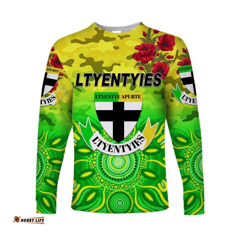 Custom Personalised Ltyentye Apurte ANZAC Long Sleeve T-shirt Indigenous Ltyentyies