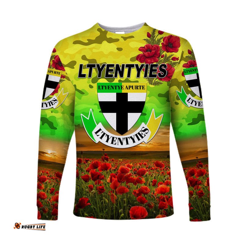Custom Personalised Ltyentye Apurte ANZAC Long Sleeve T-shirt Poppy Ltyentyies