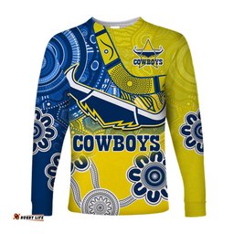 Cowboys Rugby Long Sleeve T-shirt Aboriginal Boomerang Go Premiers North Queensland