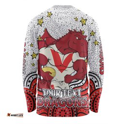 St. George Illawarra Dragons Custom Long Sleeve T-shirt - Custom With Aboriginal Inspired Style Of Dot Painting Patterns  Long Sleeve T-shirt