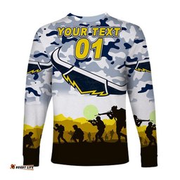 Custom Personalised North Queensland Cowboys ANZAC Long Sleeve T-shirt Simple Style White