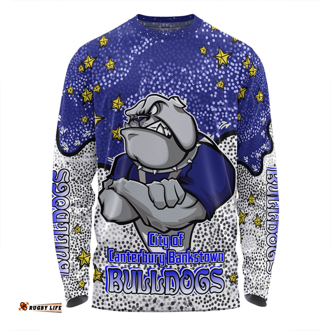 Canterbury-Bankstown Bulldogs Custom Long Sleeve T-Shirt - Team With Dot And Star Patterns For Tough Fan Long Sleeve T-Shirt