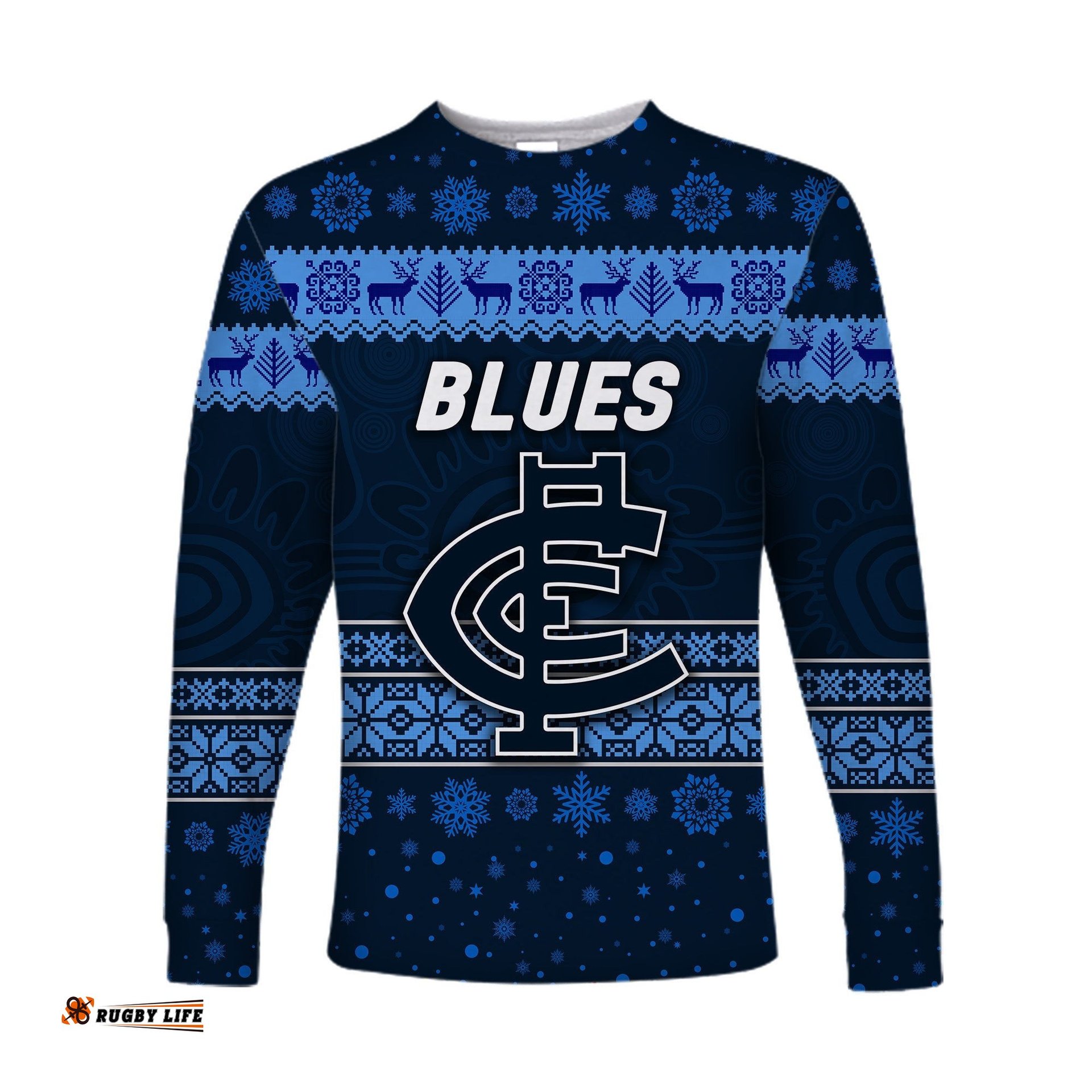 Custom Personalised Carlton Blues Long Sleeve T-shirts Christmas Simple Style