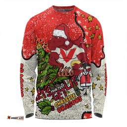 St. George Illawarra Dragons Christmas Custom Long Sleeve T-shirt - Let's Get Lit Chrisse Pressie Long Sleeve T-shirt