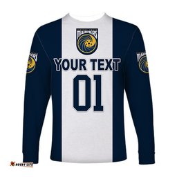 Custom Personalised Central Coast Mariners Long Sleeve T-shirt Soccer Club Original Style Navy White