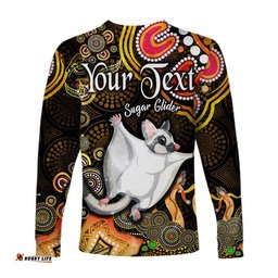 Custom Personalised Australian Astrology Long Sleeve T-shirt Gemini Sugar Glider Zodiac Aboriginal Gold
