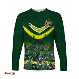 Custom Personalised And Number Australia Aboriginal Long Sleeve T-shirt Rugby World Cup