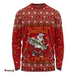 Australia Christmas Fishing Custom Long Sleeve T-shirt - All I Want For Christmas Is A Big Bass Long Sleeve T-shirt