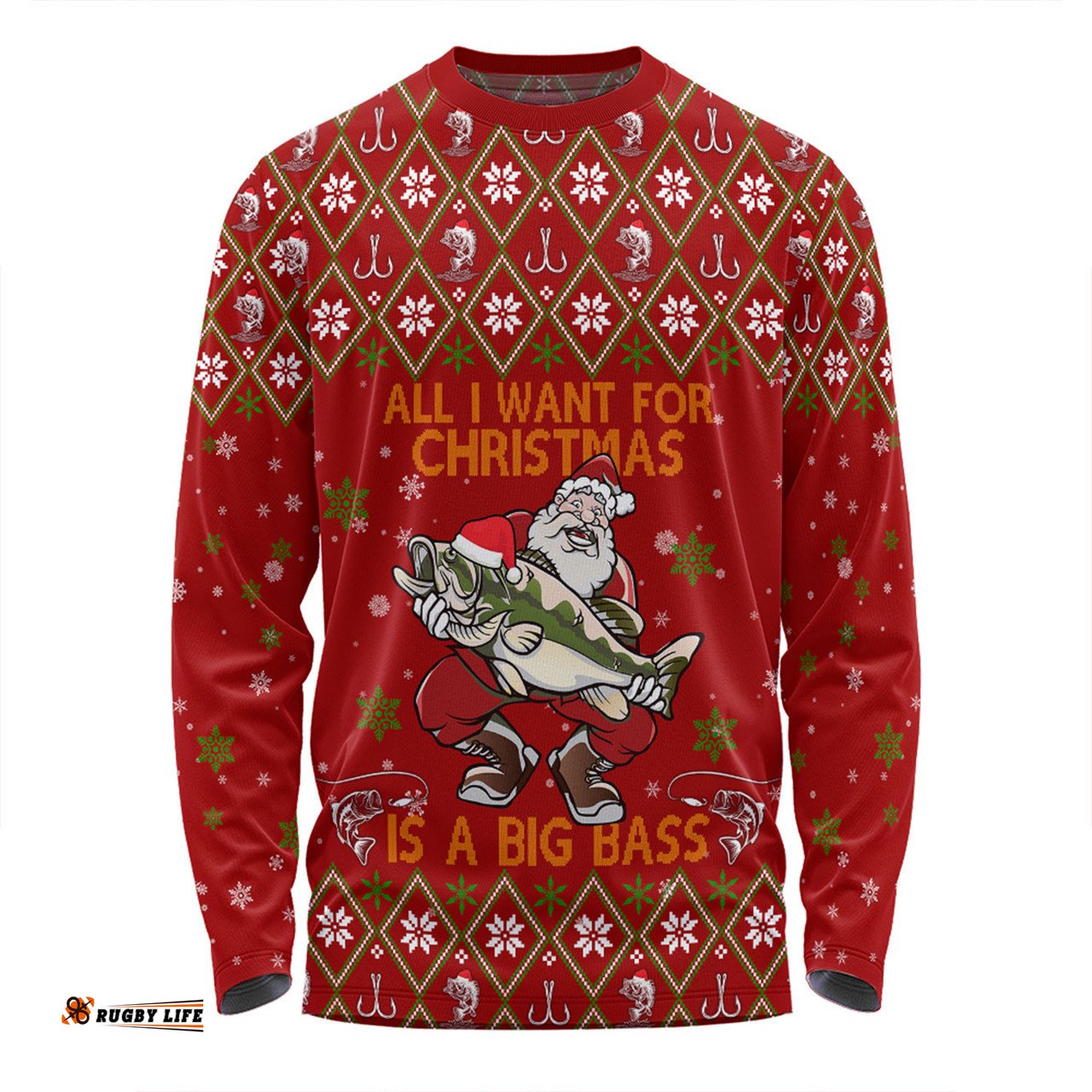 Australia Christmas Fishing Custom Long Sleeve T-shirt - All I Want For Christmas Is A Big Bass Long Sleeve T-shirt