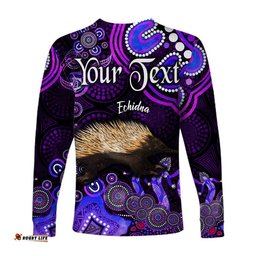 Custom Personalised Australian Astrology Long Sleeve T-shirt Virgo Echidna Zodiac Aboriginal Purple