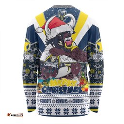 North Queensland Cowboys Christmas Custom Long Sleeve T-shirt - North Queensland Cowboys Santa Aussie Big Things Long Sleeve T-shirt