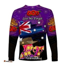 Australia Aboriginal ANZAC Long Sleeve T-shirt Remembrance Purple