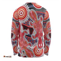 Australia Platypus Aboriginal Long Sleeve T-shirt - Red Platypus With Aboriginal Art Dot Painting Patterns Inspired Long Sleeve T-shirt