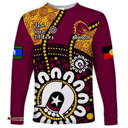 Brisbane Broncos Rugby NAIDOC Long Sleeve T-shirt For Our Elders Aboriginal