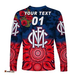 Custom Personalised Melbourne Demons ANZAC Long Sleeve T-shirt Indigenous
