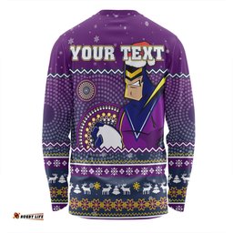 Melbourne Storm Christmas Custom Long Sleeve T-shirt - Ugly Xmas And Aboriginal Patterns For Die Hard Fan Long Sleeve T-shirt