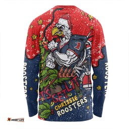 Sydney Roosters Christmas Custom Long Sleeve T-shirt - Let's Get Lit Chrisse Pressie Long Sleeve T-shirt