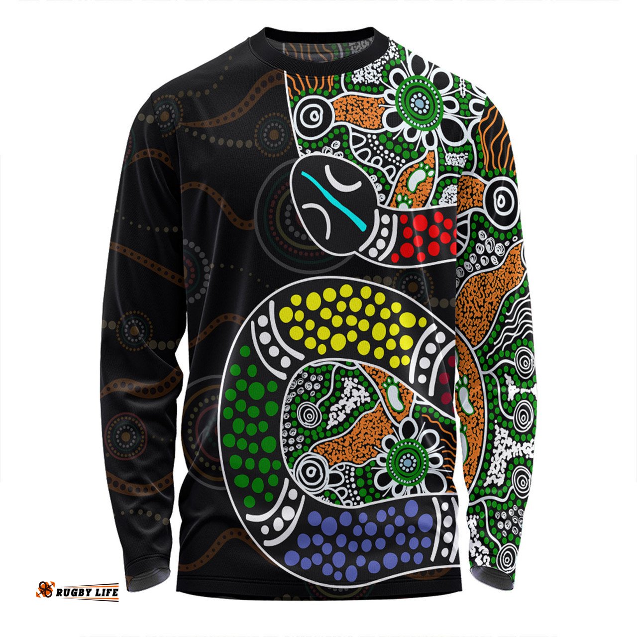 Australia Rainbow Serpent Aboriginal Long Sleeve T-shirt - Dreamtime Rainbow Serpent Contemporary Style Long Sleeve T-shirt