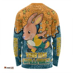 Australia Wallabies Custom Long Sleeve T-shirt - Team With Dot And Star Patterns For Tough Fan Long Sleeve T-shirt