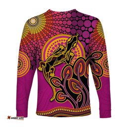 Aboriginal Lizard Long Sleeve T-shirt Tree On The Hill Sunshine