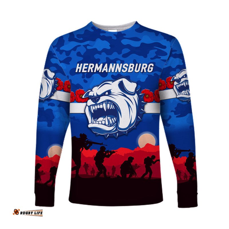 Custom Personalised Hermannsburg Western Aranda Bulldogs Football Club ANZAC Long Sleeve T-shirt Simple Style