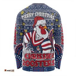 Sydney Roosters Christmas Custom Long Sleeve T-shirt - Christmas Knit Patterns Vintage Jersey Ugly Long Sleeve T-shirt
