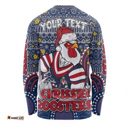 Sydney Roosters Christmas Custom Long Sleeve T-shirt - Christmas Knit Patterns Vintage Jersey Ugly Long Sleeve T-shirt