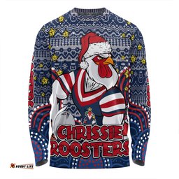 Sydney Roosters Christmas Custom Long Sleeve T-shirt - Christmas Knit Patterns Vintage Jersey Ugly Long Sleeve T-shirt