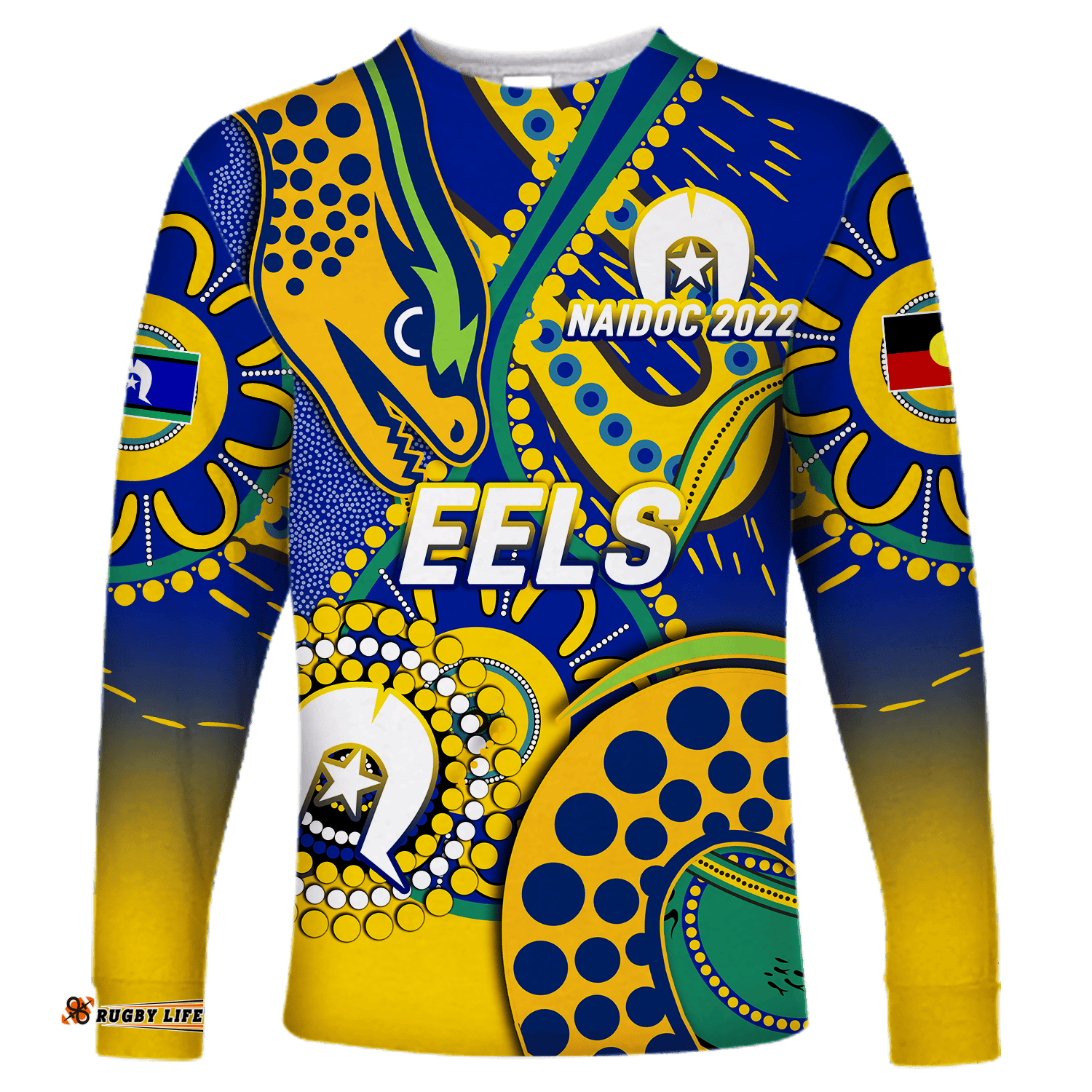 Custom Personalised Eels Rugby NAIDOC Aboriginal Long Sleeve T-shirt