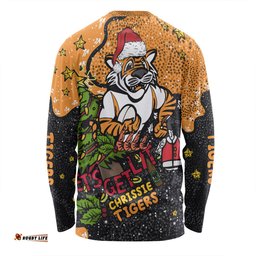 Wests Tigers Christmas Custom Long Sleeve T-shirt - Let's Get Lit Chrisse Pressie Long Sleeve T-shirt
