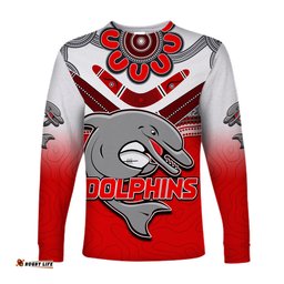 Custom Personalised Dolphins Rugby Long Sleeve T-shirt Redcliffe Come Back Stronger