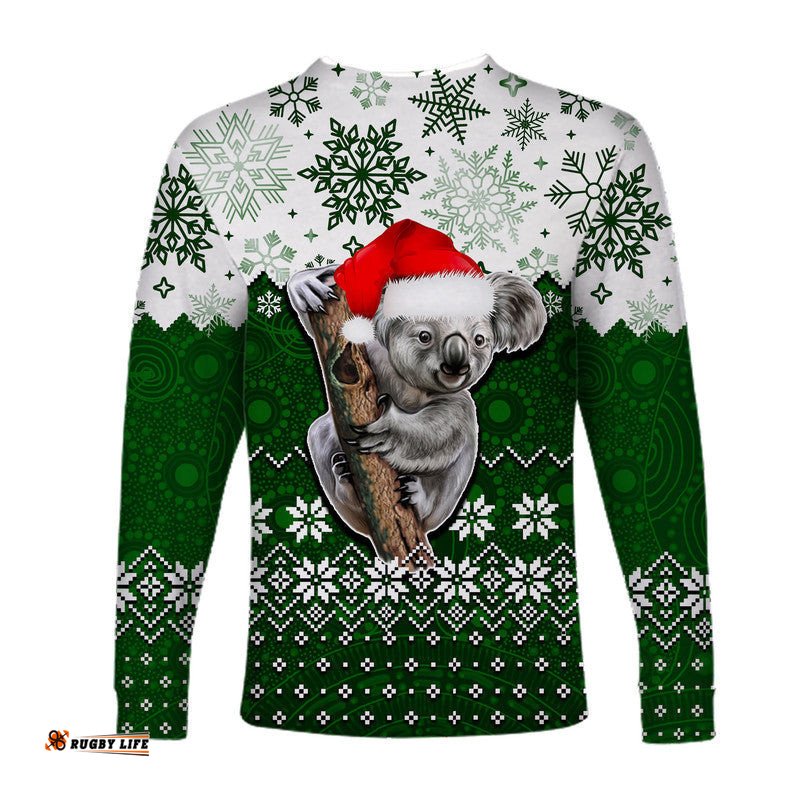 Aboriginal Christmas Koala Long Sleeve T-shirts Green Style