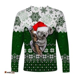 Aboriginal Christmas Koala Long Sleeve T-shirts Green Style