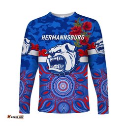 Custom Personalised Hermannsburg Western Aranda Bulldogs Football Club ANZAC Long Sleeve T-shirt Indigenous