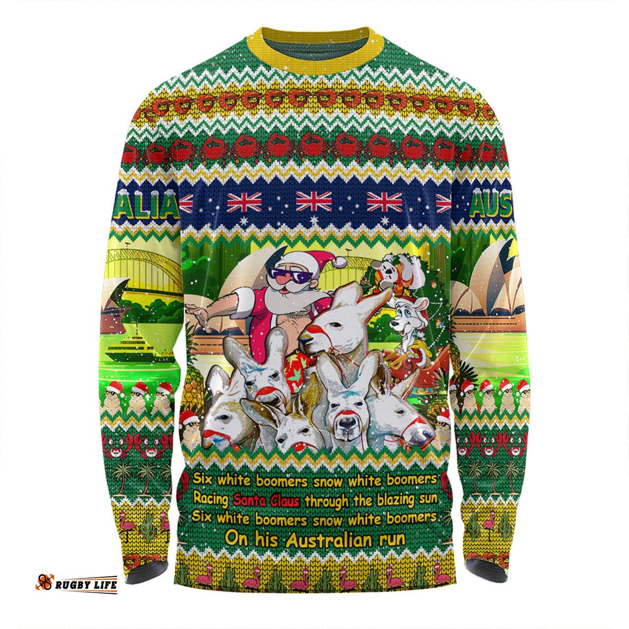 Australia Christmas Custom Long Sleeve T-shirt - Six White Boomers Long Sleeve T-shirt