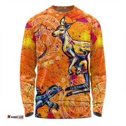 Australia Kangaroo Aboriginal Long Sleeve T-shirt - Australia Kangaroo And Goanna Long Sleeve T-shirt