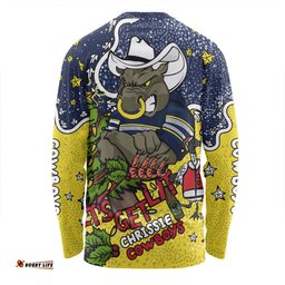 North Queensland Cowboys Christmas Custom Long Sleeve T-shirt - Let's Get Lit Chrisse Pressie Long Sleeve T-shirt