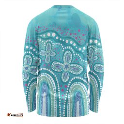 Australia Aboriginal Long Sleeve T-shirt - Dot painting illustration in Aboriginal style Turquoise Long Sleeve T-shirt