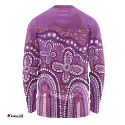 Australia Aboriginal Long Sleeve T-shirt - Dot painting illustration in Aboriginal style Pink Long Sleeve T-shirt