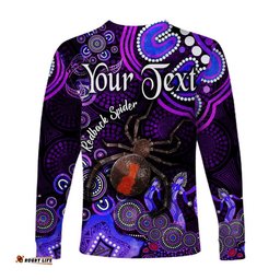 Custom Personalised Australian Astrology Long Sleeve T-shirt Scorpio Redback Spider Zodiac Aboriginal Purple