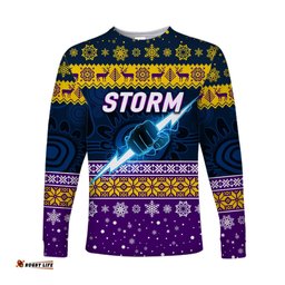 Custom Personalised Melbourne Storm Long Sleeve T-shirts Christmas Simple Style Navy