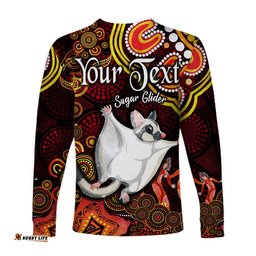 Custom Personalised Australian Astrology Long Sleeve T-shirt Gemini Sugar Glider Zodiac Aboriginal Red