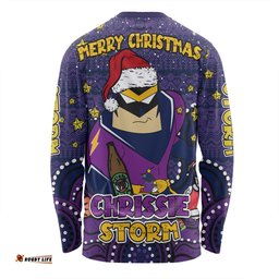 Melbourne Storm Christmas Custom Long Sleeve T-shirt - Christmas Knit Patterns Vintage Jersey Ugly Long Sleeve T-shirt
